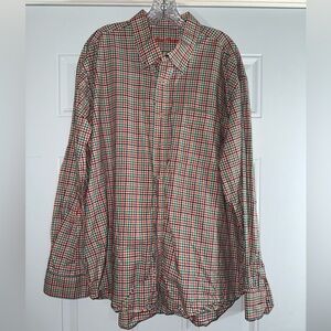 Alan Flusser Orange Blue Green Checkered Button Down Shirt XXL